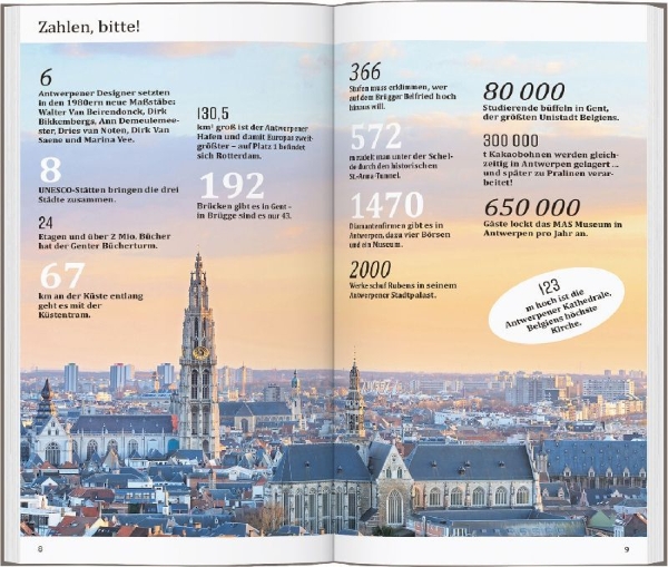 Buchcover und Innenansicht für das Buch: DUMONT direkt Reiseführer Antwerpen, Gent, Brügge