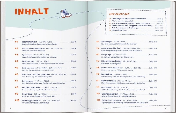Buchcover und Innenansicht für das Buch: DUMONT Wanderzeit in Südtirol