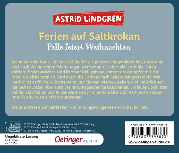 Buchcover und Innenansicht für das Buch: Saltkråkan. Jul i Snickargården