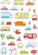Buchcover und Innenansicht für das Buch: Mein Stickerheft. Fahrzeuge