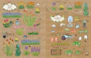 Buchcover und Innenansicht für das Buch: Mein Stickerbuch: Gartenträume