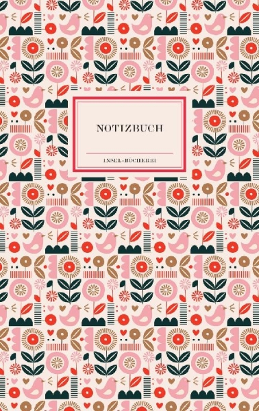 Buchcover und Innenansicht für das Buch: Notizbuch Insel-Bücherei 'Puderrosa Blumen retro'