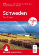 Buchcover und Innenansicht für das Buch: ROTHER Wanderführer Schweden: Der Süden. 60 Touren von Skåne, Småland und Värmland über Stockholm bis Dalarna