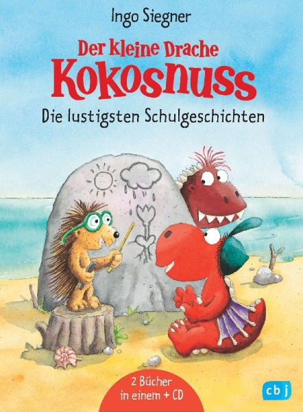 Buchcover und Innenansicht für das Buch: Der kleine Drache Kokosnuss - Die lustigsten Schulgeschichten - Set