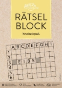 Buchcover und Innenansicht für das Buch: Rätselblock Knobelspaß. Block mit über 130 kniffligen Rätseln in Farbe