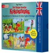 Buchcover und Innenansicht für das Buch: Englisch lernen mit dem kleinen Drachen Kokosnuss - Die große Box mit 6 Abenteuern für kleine Englisch-Einsteiger