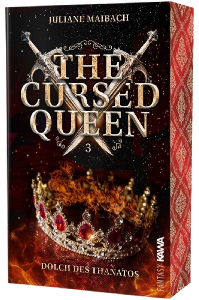 Buchcover und Innenansicht für das Buch: The Cursed Queen | Dolch des Thanatos (Band 3)