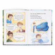 Buchcover und Innenansicht für das Buch: Die Dinoschule. Ein dinostarker Schulstart