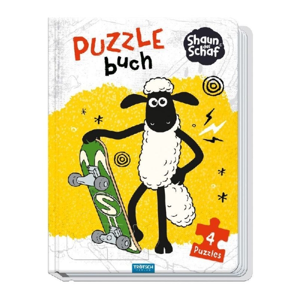 Buchcover und Innenansicht für das Buch: Trötsch Shaun das Schaf Puzzlebuch