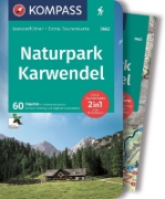 Buchcover und Innenansicht für das Buch: KOMPASS Wanderführer Naturpark Karwendel, 60 Touren mit Extra-Tourenkarte