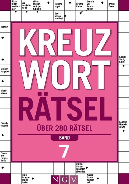 Buchcover und Innenansicht für das Buch: Kreuzworträtsel - Band 7 I Über 280 Rätsel für Erwachsene