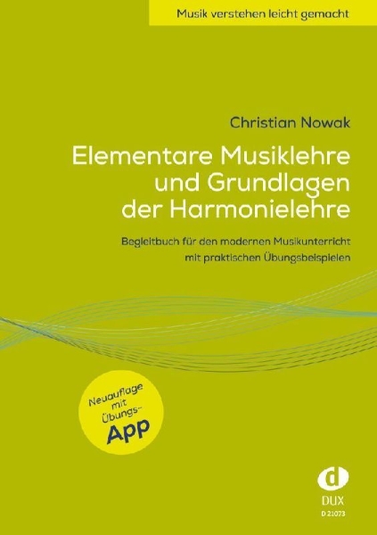 Buchcover und Innenansicht für das Buch: Elementare Musiklehre und Grundlagen der Harmonielehre