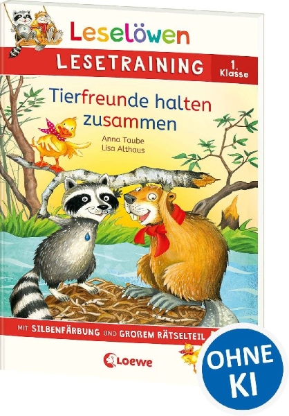 Buchcover und Innenansicht für das Buch: Leselöwen Lesetraining 1. Klasse - Tierfreunde halten zusammen