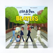 Buchcover und Innenansicht für das Buch: Ella & Ben und die Beatles - Von Pilzköpfen, Erdbeerfeldern und gelben U-Booten