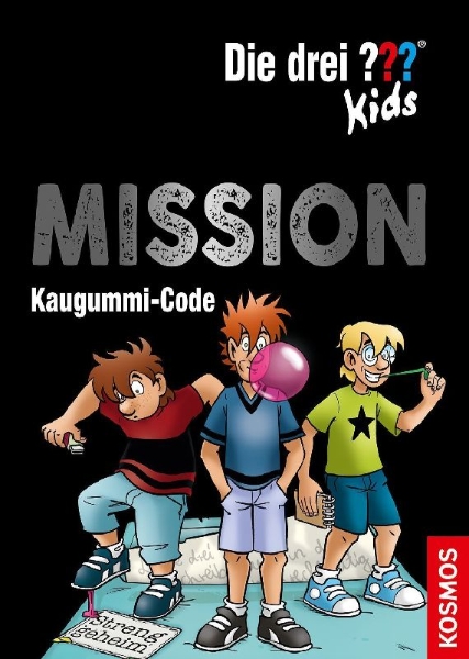 Buchcover und Innenansicht für das Buch: Die drei ??? Kids, Mission Kaugummi-Code