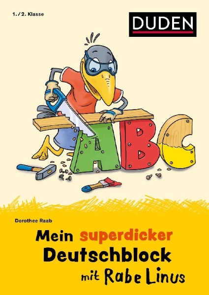 Buchcover und Innenansicht für das Buch: Mein superdicker Deutschblock mit Rabe Linus