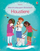 Buchcover und Innenansicht für das Buch: Mein Anziehpuppen-Stickerbuch: Haustiere