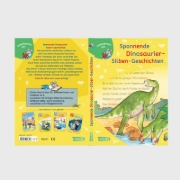 Buchcover und Innenansicht für das Buch: LESEMAUS zum Lesenlernen Sammelbände: Spannende Dinosaurier-Silben-Geschichten