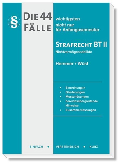 Buchcover und Innenansicht für das Buch: Die 44 wichtigsten Fälle Strafrecht BT II