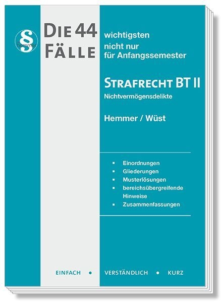 Buchcover und Innenansicht für das Buch: Die 44 wichtigsten Fälle Strafrecht BT II