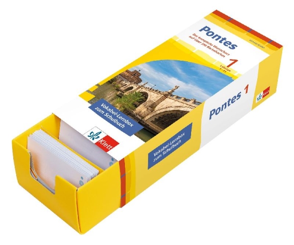 Buchcover und Innenansicht für das Buch: Pontes Gesamtband 1 (ab 2020) Vokabel-Lernbox zum Schulbuch 1. Lernjahr. Lektion 1-11