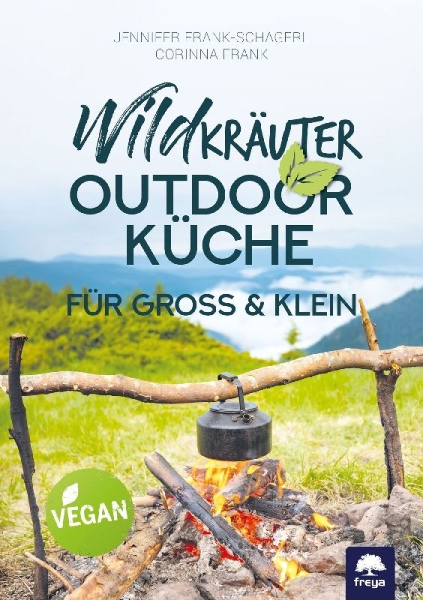 Buchcover und Innenansicht für das Buch: Wildkräuter-Outdoorküche