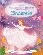 Buchcover und Innenansicht für das Buch: Mein Anziehpuppen-Stickerbuch Glitzer-Märchen: Cinderella