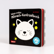 Buchcover und Innenansicht für das Buch: Babys erstes Mitmach-Kontrastbuch