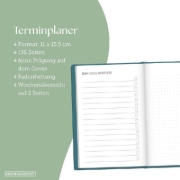Buchcover und Innenansicht für das Buch: Terminplaner Lederlook 2027 Schwarz
