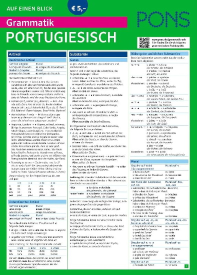 Buchcover und Innenansicht für das Buch: PONS Grammatik auf einen Blick Portugiesisch