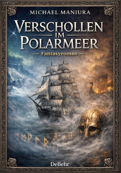 Buchcover und Innenansicht für das Buch: Verschollen im Polarmeer - Fantasyroman