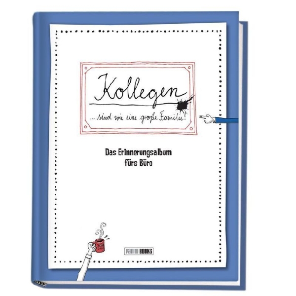 Buchcover und Innenansicht für das Buch: Kollegen ... sind wie eine große Familie - Das Erinnerungsalbum fürs Büro