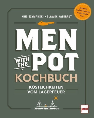 Buchcover und Innenansicht für das Buch: Men with the Pot Kochbuch