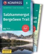 Buchcover und Innenansicht für das Buch: KOMPASS Wanderführer Salzkammergut BergeSeen Trail, 61 Touren mit Extra-Tourenkarte