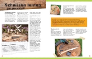 Buchcover und Innenansicht für das Buch: Tolle Schnitzereien I Schnitzbuch für Kinder ab 8 Jahren