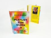 Buchcover und Innenansicht für das Buch: Playlist zum Glück. 99 ½ Songs für ein erfülltes Leben