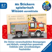 Buchcover und Innenansicht für das Buch: Wieso? Weshalb? Warum? Stickerheft: Feuerwehr