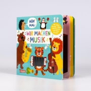Buchcover und Innenansicht für das Buch: Hör mal (Soundbuch): Wir machen Musik