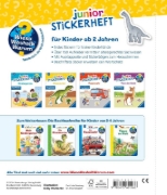 Buchcover und Innenansicht für das Buch: Wieso? Weshalb? Warum? junior Stickerheft - Dinosaurier