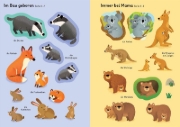 Buchcover und Innenansicht für das Buch: Mein Immer-wieder-Stickerbuch: Tierkinder