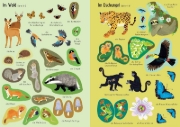 Buchcover und Innenansicht für das Buch: Mein Immer-wieder-Stickerbuch: Tiere der Welt