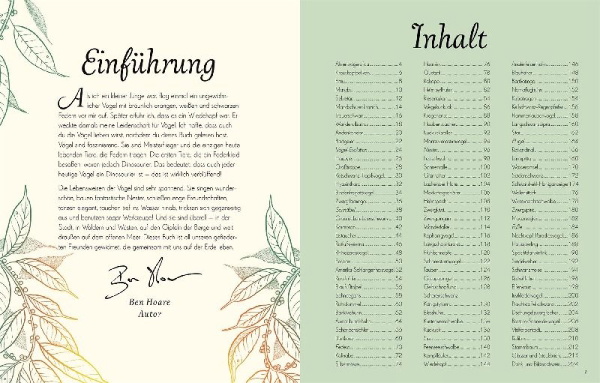 Buchcover und Innenansicht für das Buch: Wundervolle Welt der Vögel