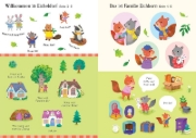 Buchcover und Innenansicht für das Buch: Mein Immer-wieder-Stickerbuch: Familie Eichhorn zieht um