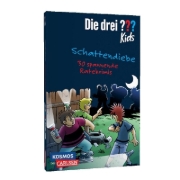Buchcover und Innenansicht für das Buch: Die drei ??? Kids: Schattendiebe. 30 spannende Ratekrimis!