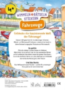 Buchcover und Innenansicht für das Buch: Wimmeln, Rätseln, Stickern: Fahrzeuge