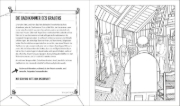 Buchcover und Innenansicht für das Buch: Color and Solve - Haunted Highrise: Color the Crime Scene, Analyze the Clues, and Solve the Murder Mystery!