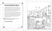 Buchcover und Innenansicht für das Buch: Color and Solve - Haunted Highrise: Color the Crime Scene, Analyze the Clues, and Solve the Murder Mystery!