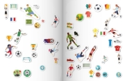 Buchcover und Innenansicht für das Buch: Mein Stickeralbum Fußball mit 100 Stickern