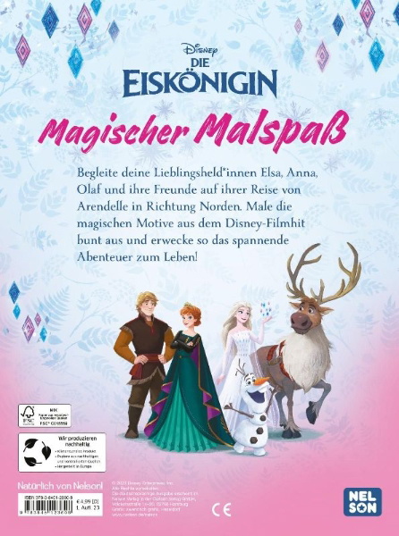 Buchcover und Innenansicht für das Buch: Disney Die Eiskönigin: Magischer Malspaß