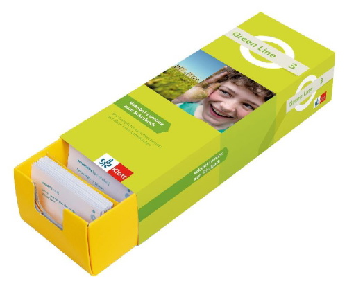 Buchcover und Innenansicht für das Buch: Green Line 3 (ab 2021) Klasse 7 Vokabel-Lernbox zum Schulbuch